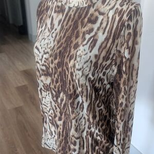 INC International Concepts Brown and Cream Patterned Top